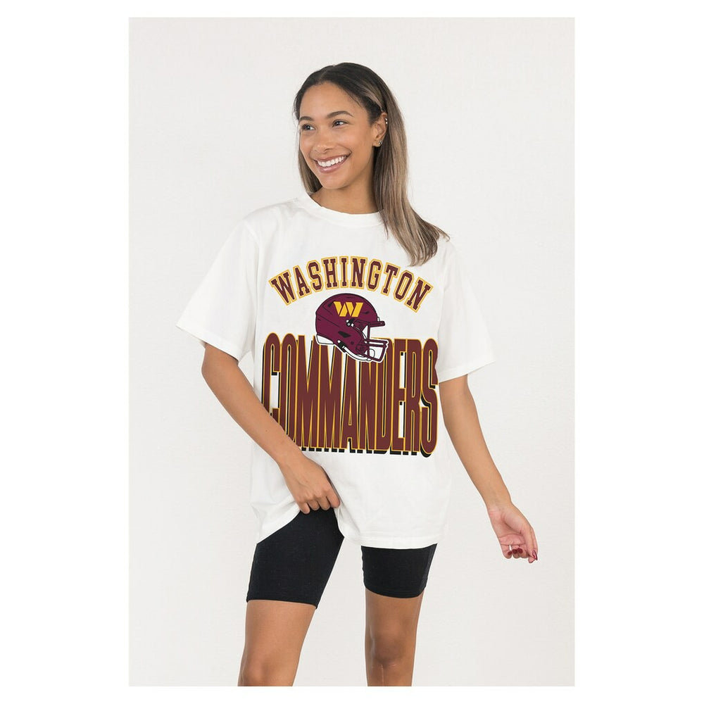 Washington Commanders Gameday Couture Women's Oversized Classic Fierce Focus T-Shirt - White outlet