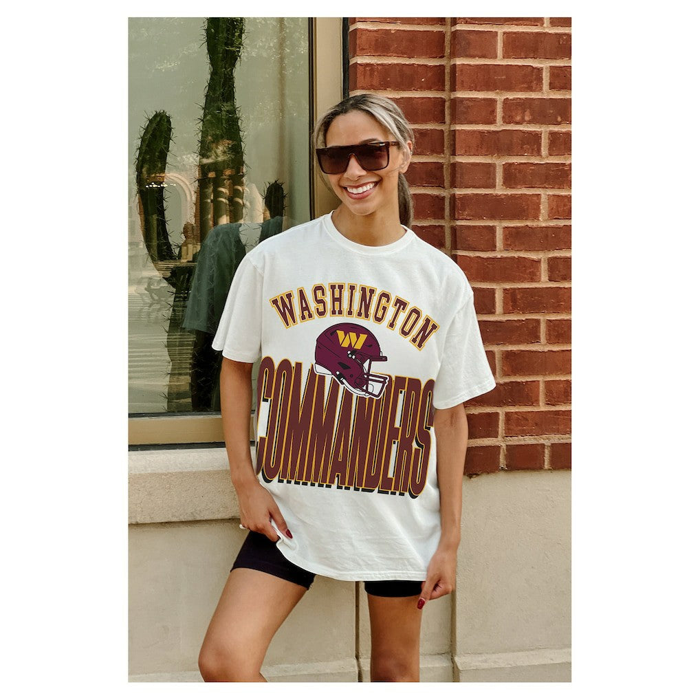 Washington Commanders Gameday Couture Women's Oversized Classic Fierce Focus T-Shirt - White outlet