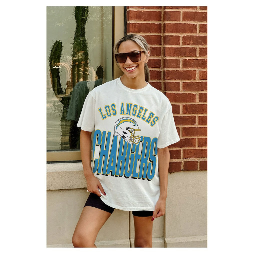 Los Angeles Chargers Gameday Couture Women's Oversized Classic Fierce Focus T-Shirt - White discount