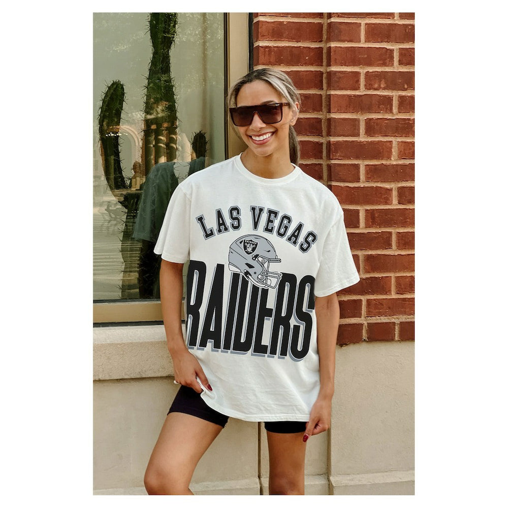 Las Vegas Raiders Gameday Couture Women's Oversized Classic Fierce Focus T-Shirt - White cheap