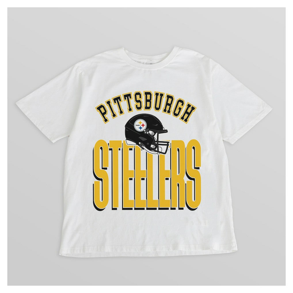 Pittsburgh Steelers Gameday Couture Women's Oversized Classic Fierce Focus T-Shirt - White discount
