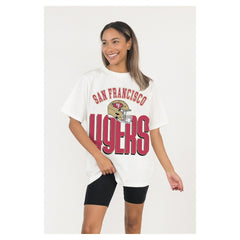 San Francisco 49ers Gameday Couture Women's Oversized Classic Fierce Focus T-Shirt - White cheap