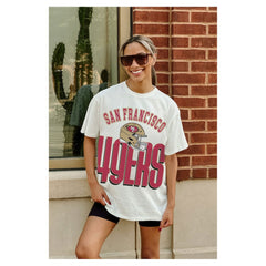 San Francisco 49ers Gameday Couture Women's Oversized Classic Fierce Focus T-Shirt - White cheap