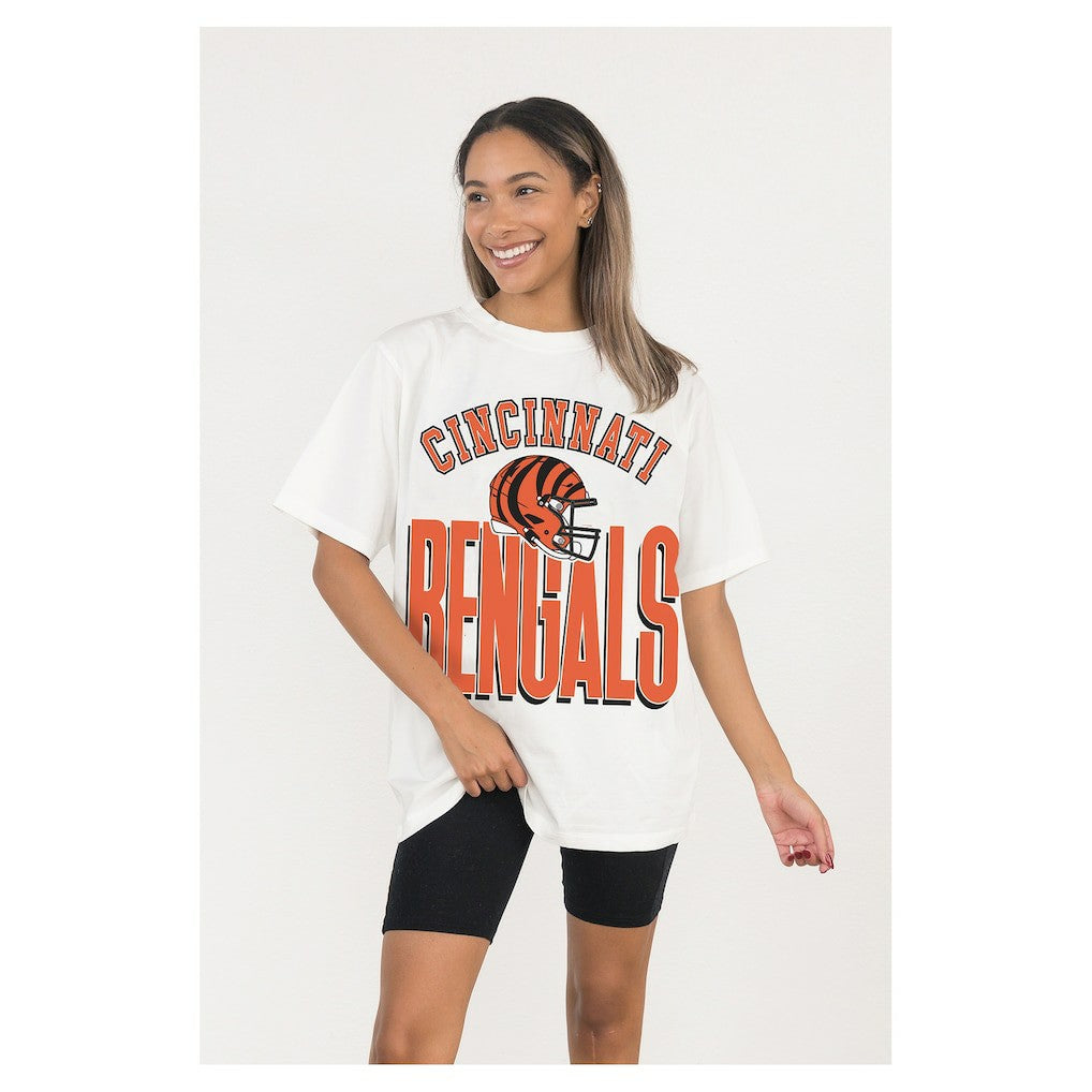 Cincinnati Bengals Gameday Couture Women's Oversized Classic Fierce Focus T-Shirt - White outlet