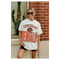 Cincinnati Bengals Gameday Couture Women's Oversized Classic Fierce Focus T-Shirt - White outlet