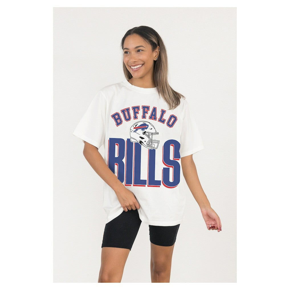 Buffalo Bills Gameday Couture Women's Oversized Classic Fierce Focus T-Shirt - White discount