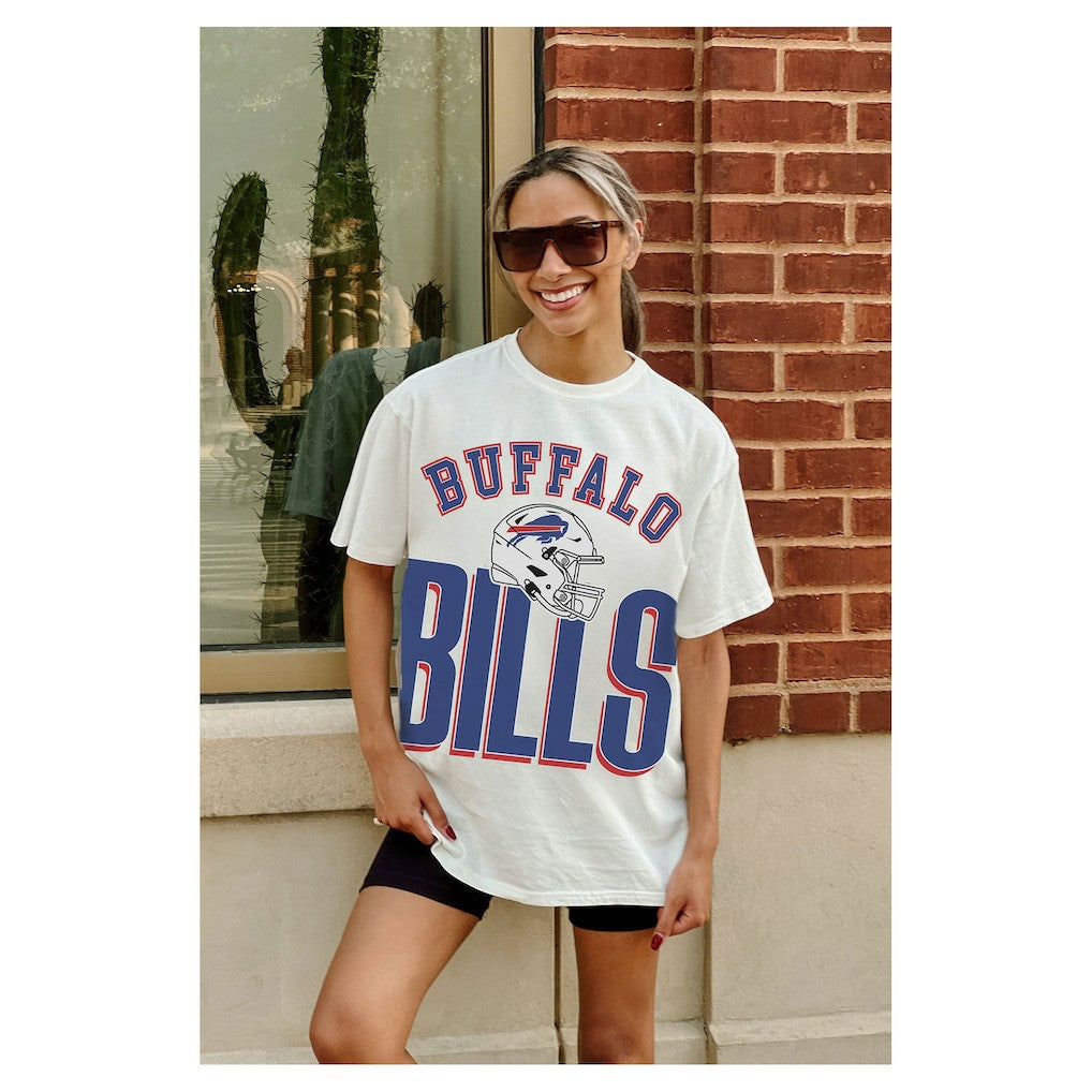 Buffalo Bills Gameday Couture Women's Oversized Classic Fierce Focus T-Shirt - White discount
