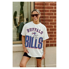 Buffalo Bills Gameday Couture Women's Oversized Classic Fierce Focus T-Shirt - White discount