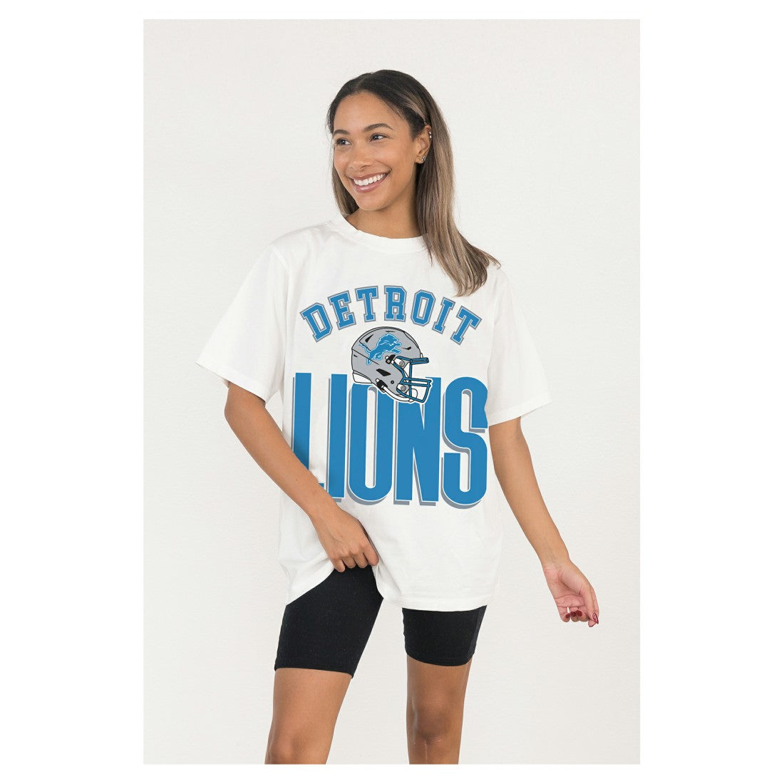 Detroit Lions Gameday Couture Women's Oversized Classic Fierce Focus T-Shirt - White cheap