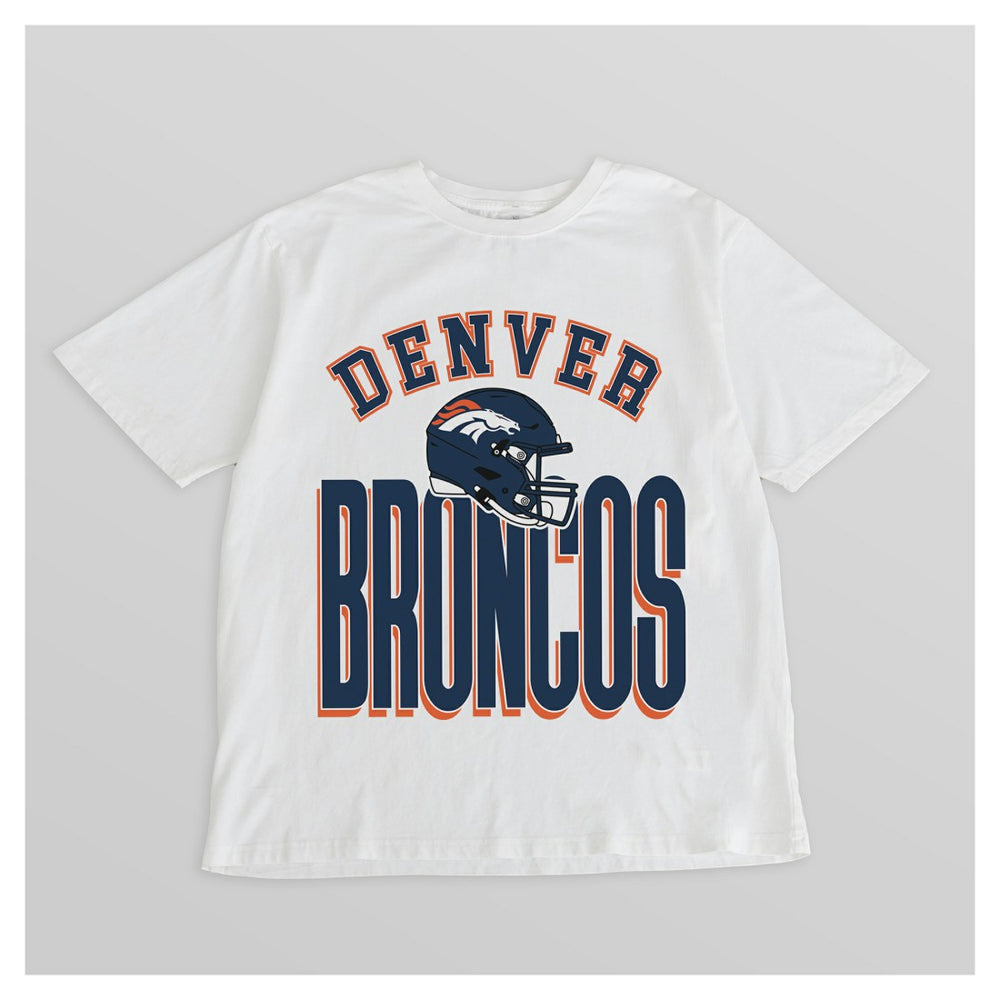 Denver Broncos Gameday Couture Women's Oversized Classic Fierce Focus T-Shirt - White on sale