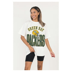 Green Bay Packers Gameday Couture Women's Oversized Classic Fierce Focus T-Shirt - White cheap