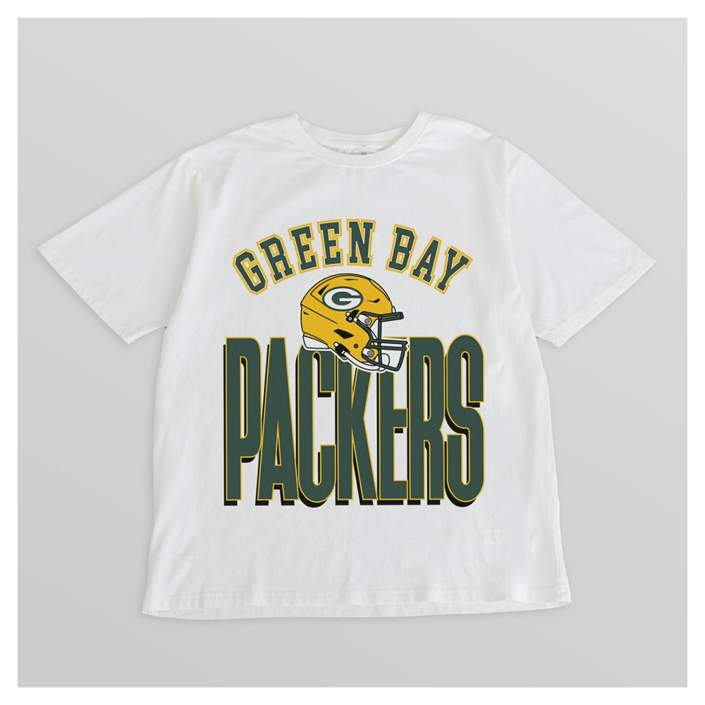 Green Bay Packers Gameday Couture Women's Oversized Classic Fierce Focus T-Shirt - White cheap