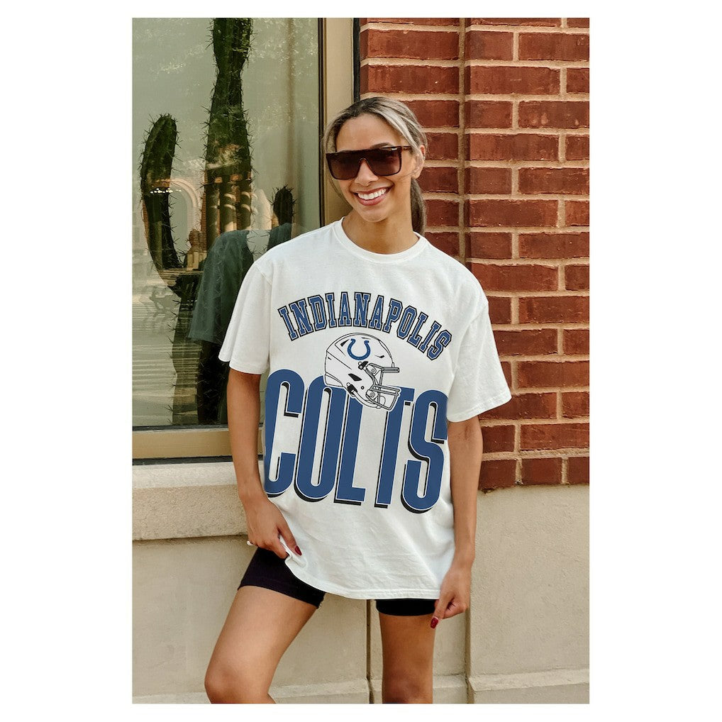 Indianapolis Colts Gameday Couture Women's Oversized Classic Fierce Focus T-Shirt - White outlet