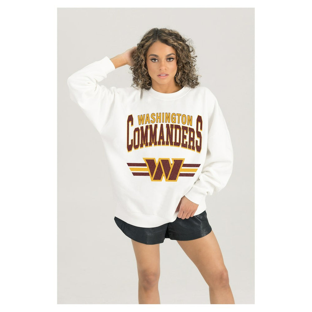 Washington Commanders Gameday Couture Women's Swift Strike Premium Oversized Fleece Pullover Sweatshirt - White for sale