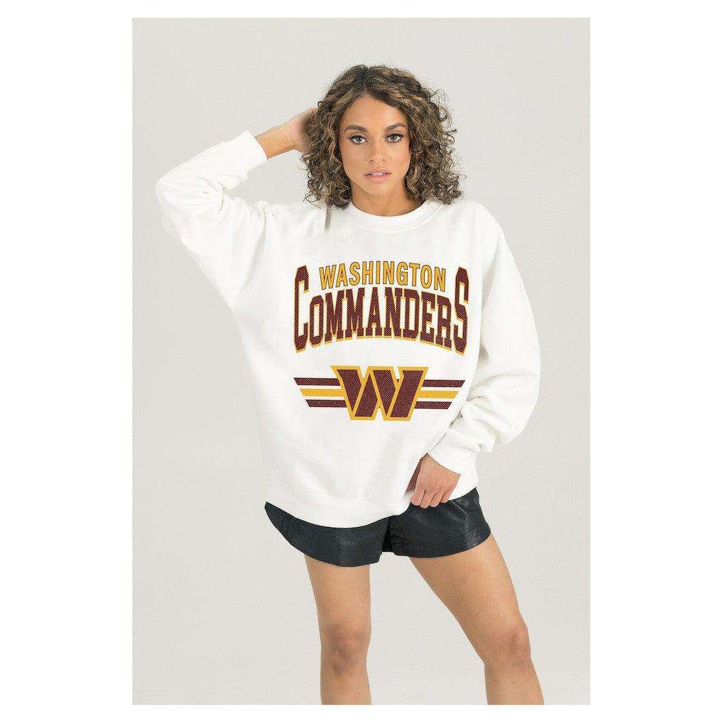 Washington Commanders Gameday Couture Women's Swift Strike Premium Oversized Fleece Pullover Sweatshirt - White for sale