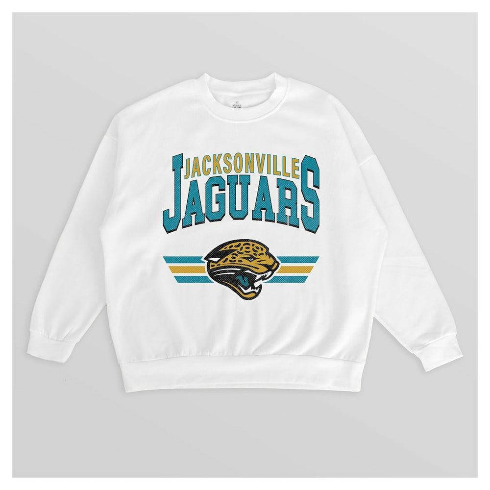 Jacksonville Jaguars Gameday Couture Women's Swift Strike Premium Oversized Fleece Pullover Sweatshirt - White cheap