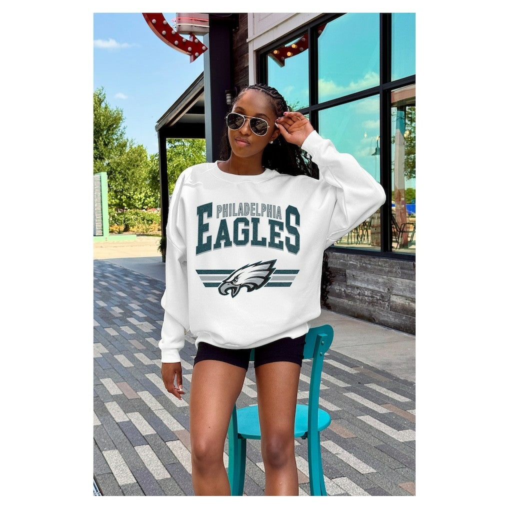 Philadelphia Eagles Gameday Couture Women's Swift Strike Premium Oversized Fleece Pullover Sweatshirt - White sale