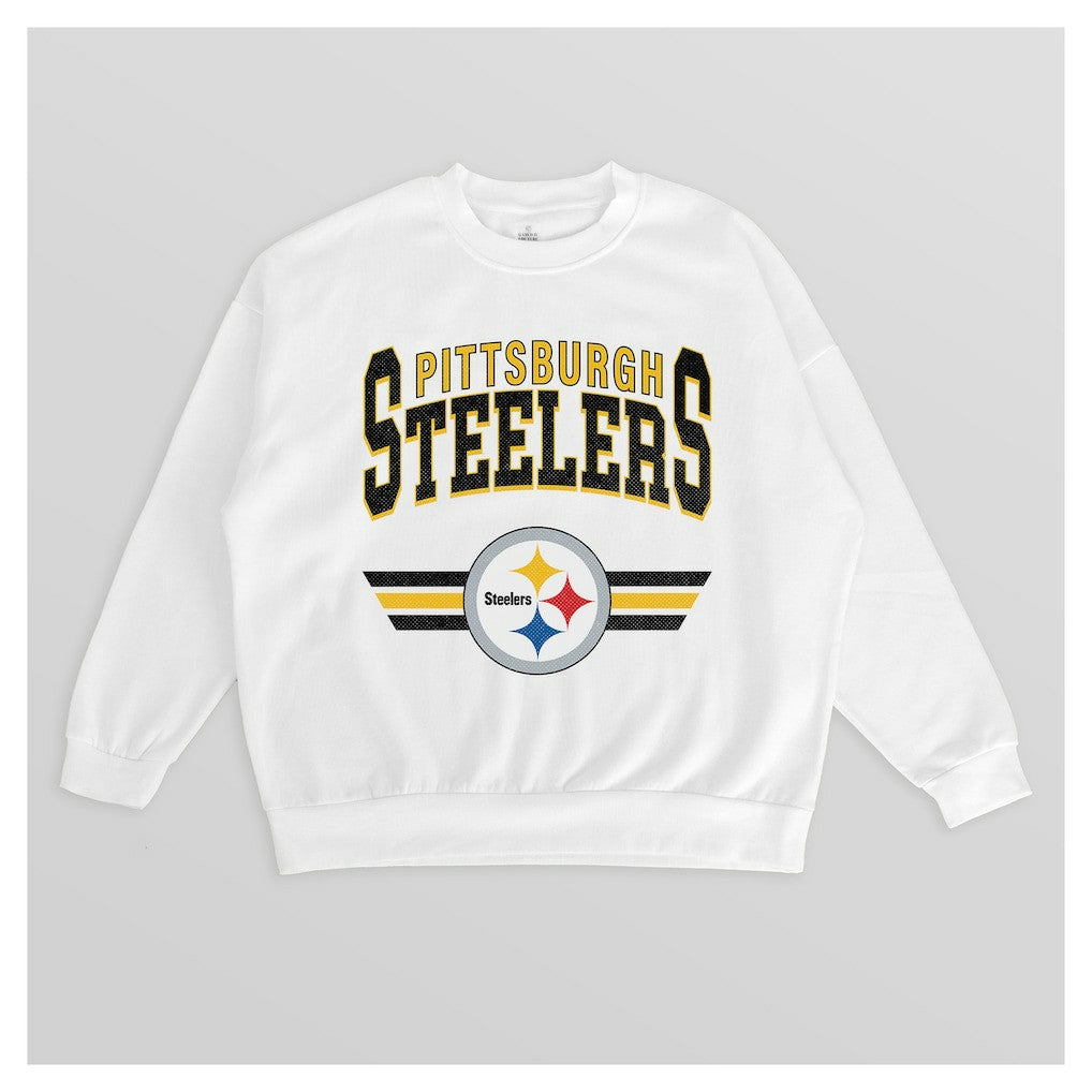 Pittsburgh Steelers Gameday Couture Women's Swift Strike Premium Oversized Fleece Pullover Sweatshirt - White discount