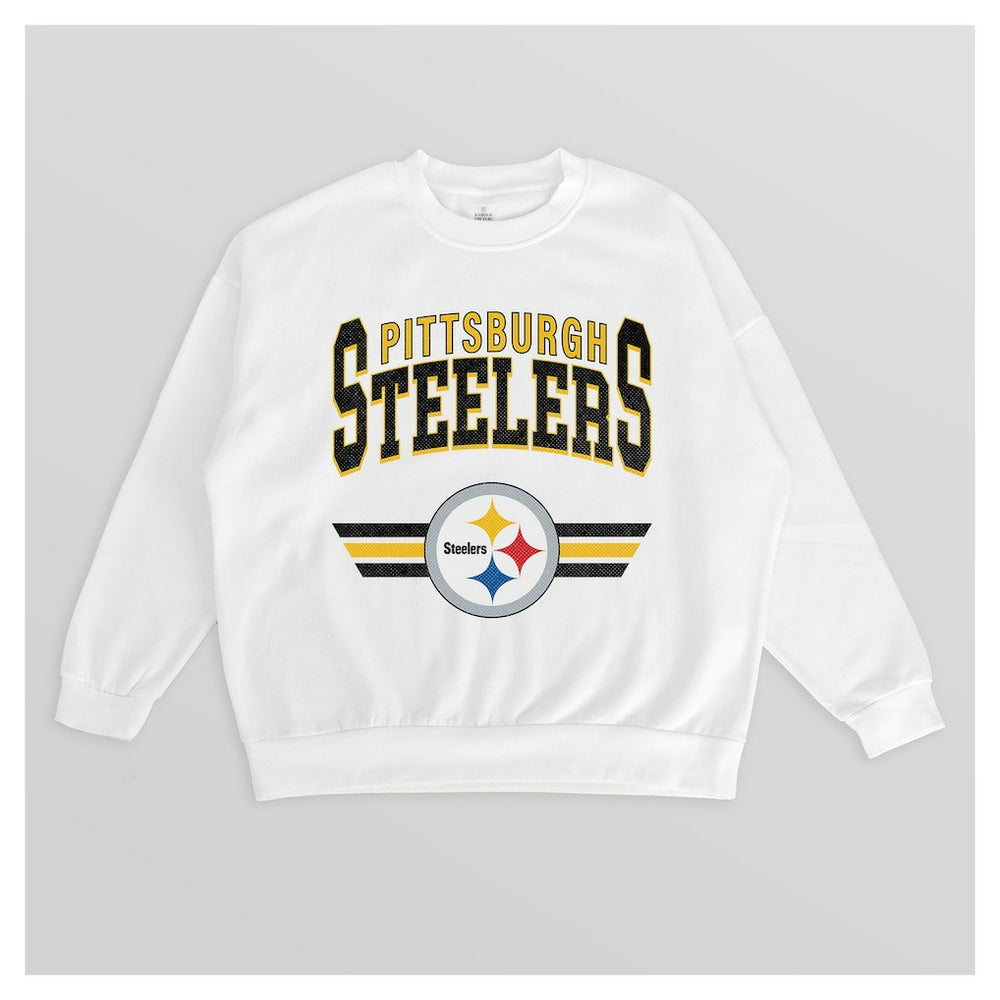 Pittsburgh Steelers Gameday Couture Women's Swift Strike Premium Oversized Fleece Pullover Sweatshirt - White discount
