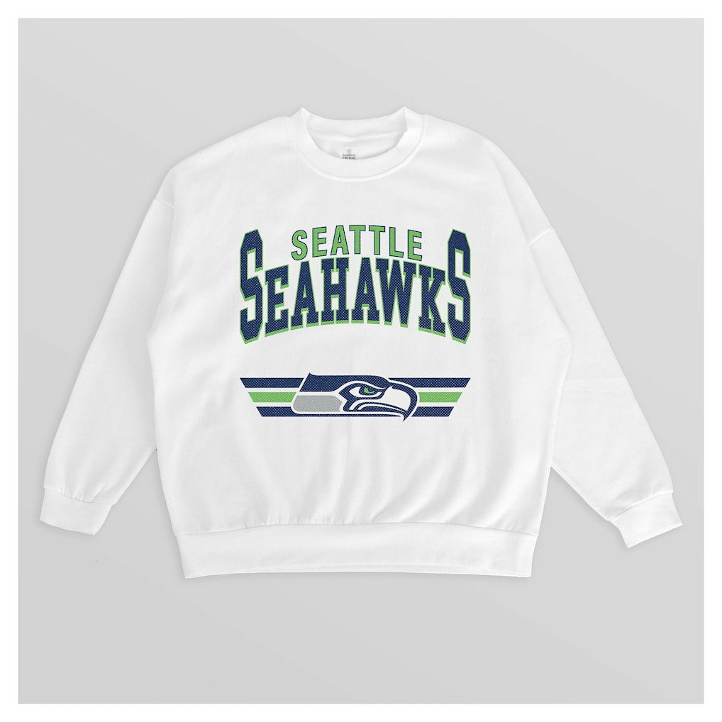 Seattle Seahawks Gameday Couture Women's Swift Strike Premium Oversized Fleece Pullover Sweatshirt - White discount