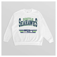 Seattle Seahawks Gameday Couture Women's Swift Strike Premium Oversized Fleece Pullover Sweatshirt - White discount