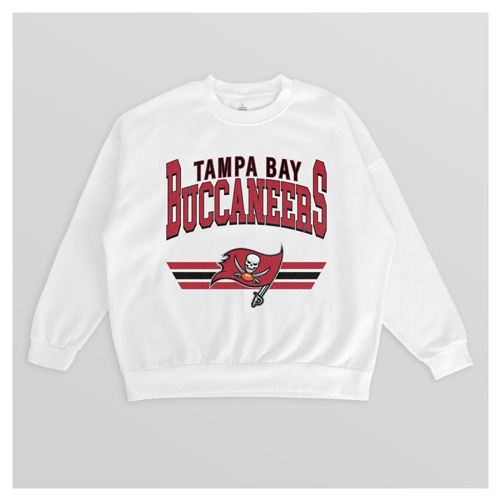 Tampa Bay Buccaneers Gameday Couture Women's Swift Strike Premium Oversized Fleece Pullover Sweatshirt - White for sale
