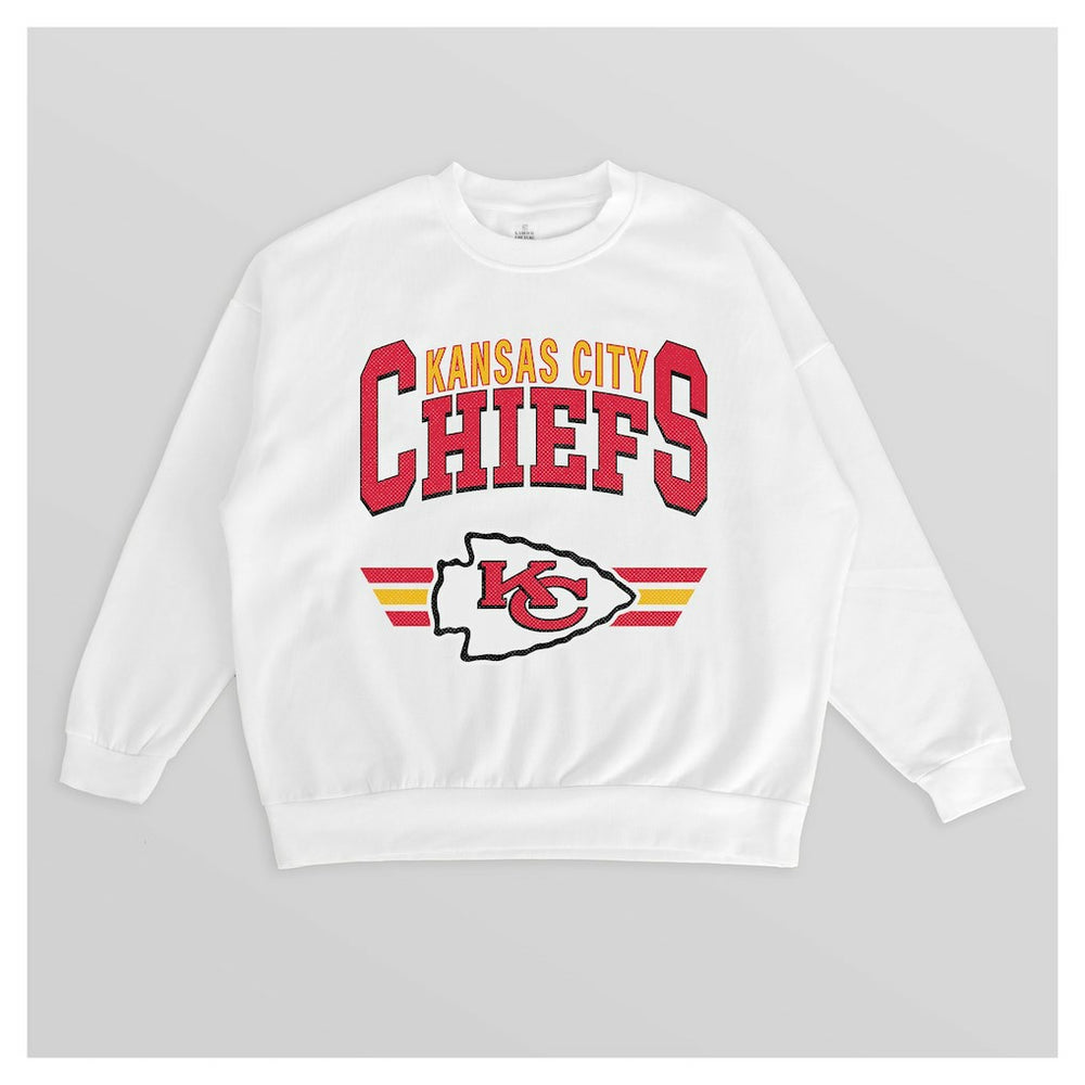 Kansas City Chiefs Gameday Couture Women's Swift Strike Premium Oversized Fleece Pullover Sweatshirt - White discount