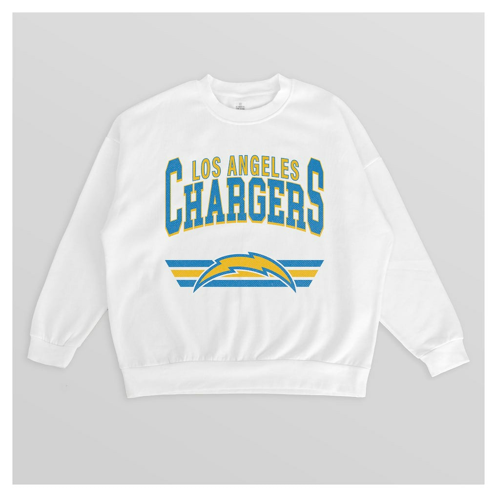 Los Angeles Chargers Gameday Couture Women's Swift Strike Premium Oversized Fleece Pullover Sweatshirt - White discount
