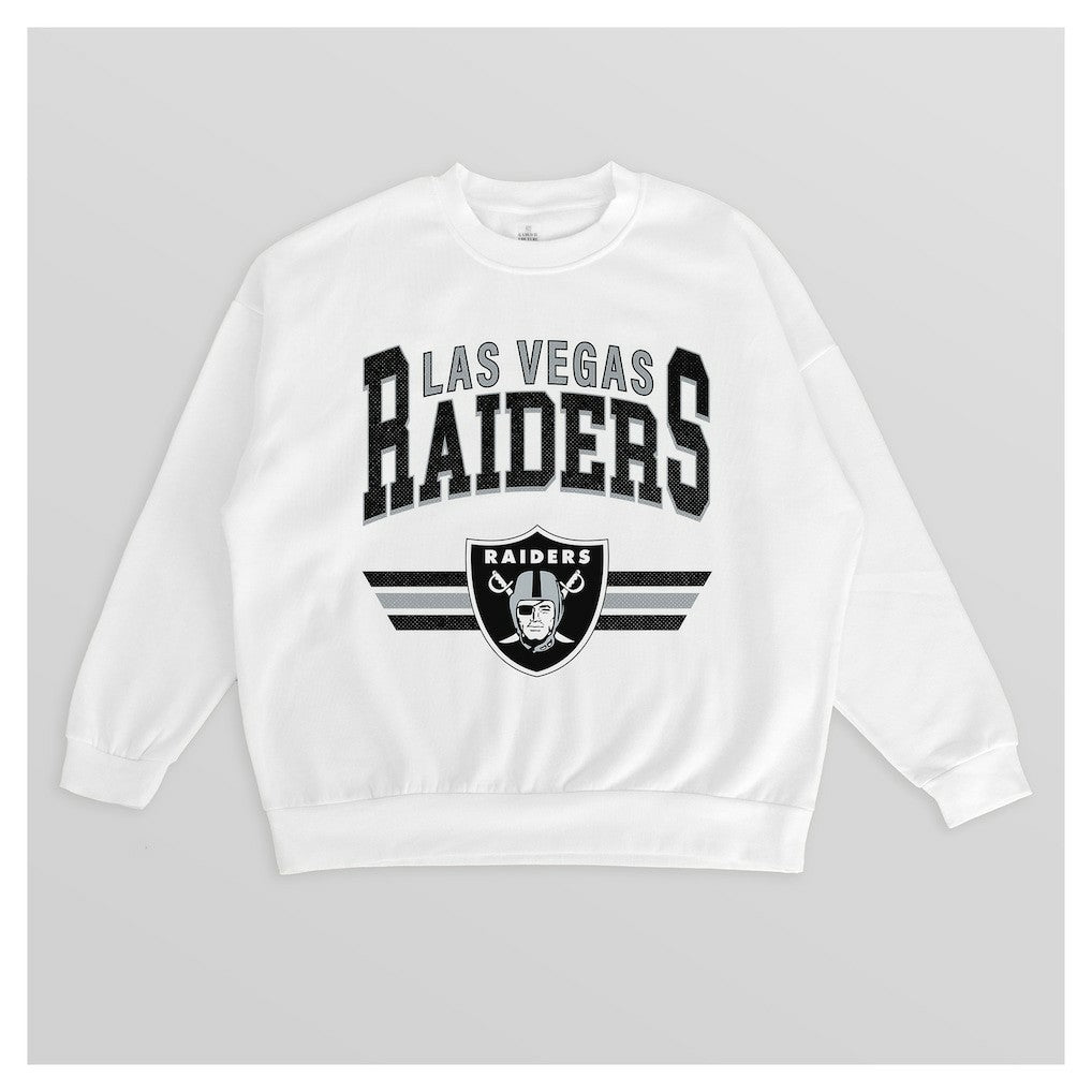 Las Vegas Raiders Gameday Couture Women's Swift Strike Premium Oversized Fleece Pullover Sweatshirt - White for sale