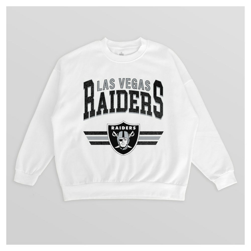 Las Vegas Raiders Gameday Couture Women's Swift Strike Premium Oversized Fleece Pullover Sweatshirt - White for sale