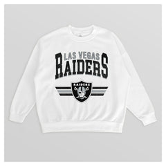Las Vegas Raiders Gameday Couture Women's Swift Strike Premium Oversized Fleece Pullover Sweatshirt - White for sale