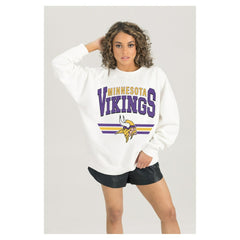 Minnesota Vikings Gameday Couture Women's Swift Strike Premium Oversized Fleece Pullover Sweatshirt - White sale