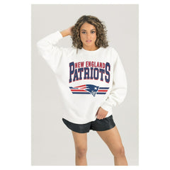New England Patriots Gameday Couture Women's Swift Strike Premium Oversized Fleece Pullover Sweatshirt - White outlet