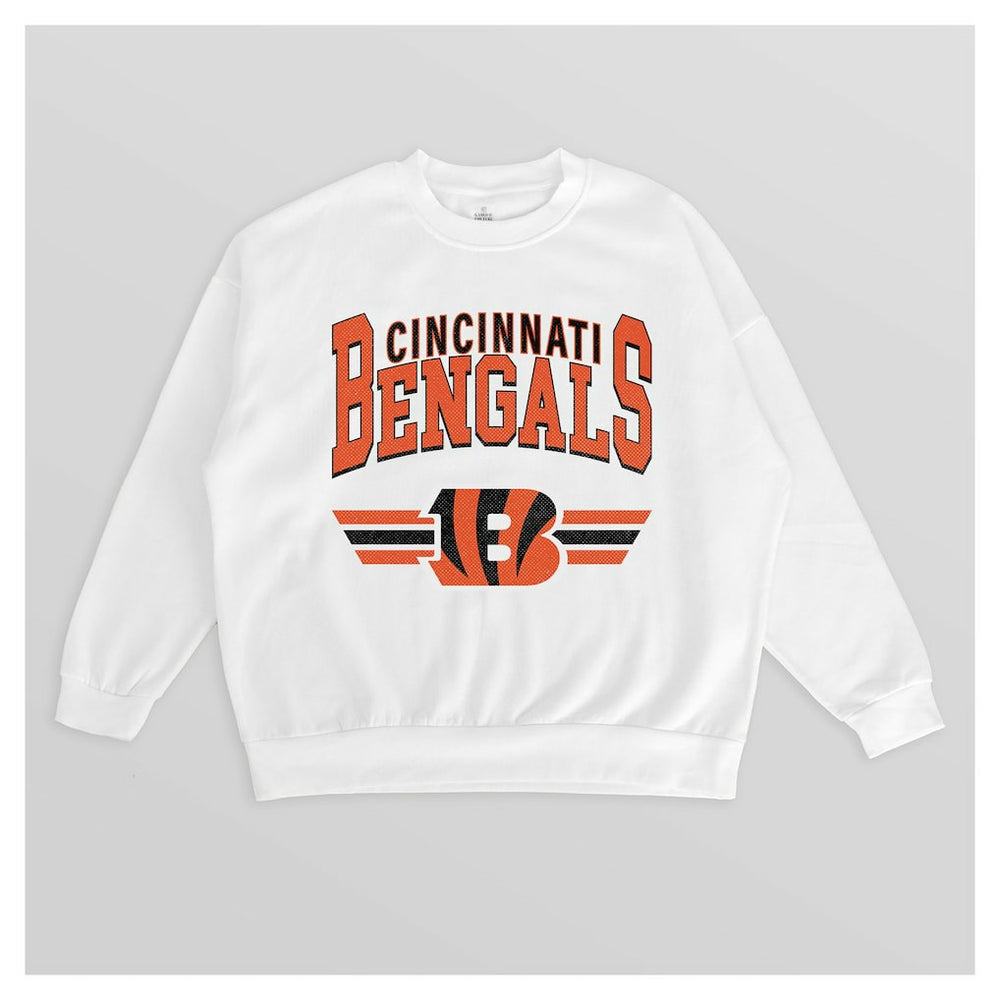Cincinnati Bengals Gameday Couture Women's Swift Strike Premium Oversized Fleece Pullover Sweatshirt - White discount