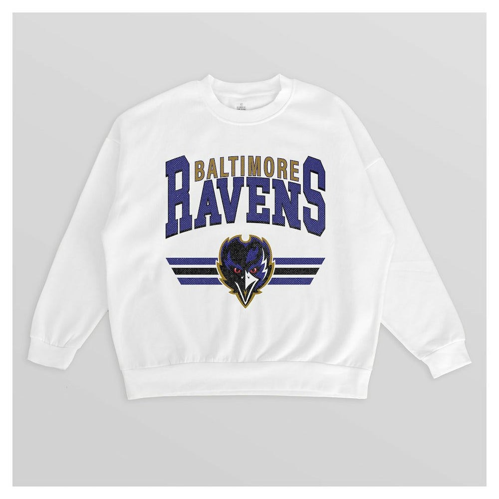 Baltimore Ravens Gameday Couture Women's Swift Strike Premium Oversized Fleece Pullover Sweatshirt - White online