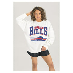 Buffalo Bills Gameday Couture Women's Swift Strike Premium Oversized Fleece Pullover Sweatshirt - White sale