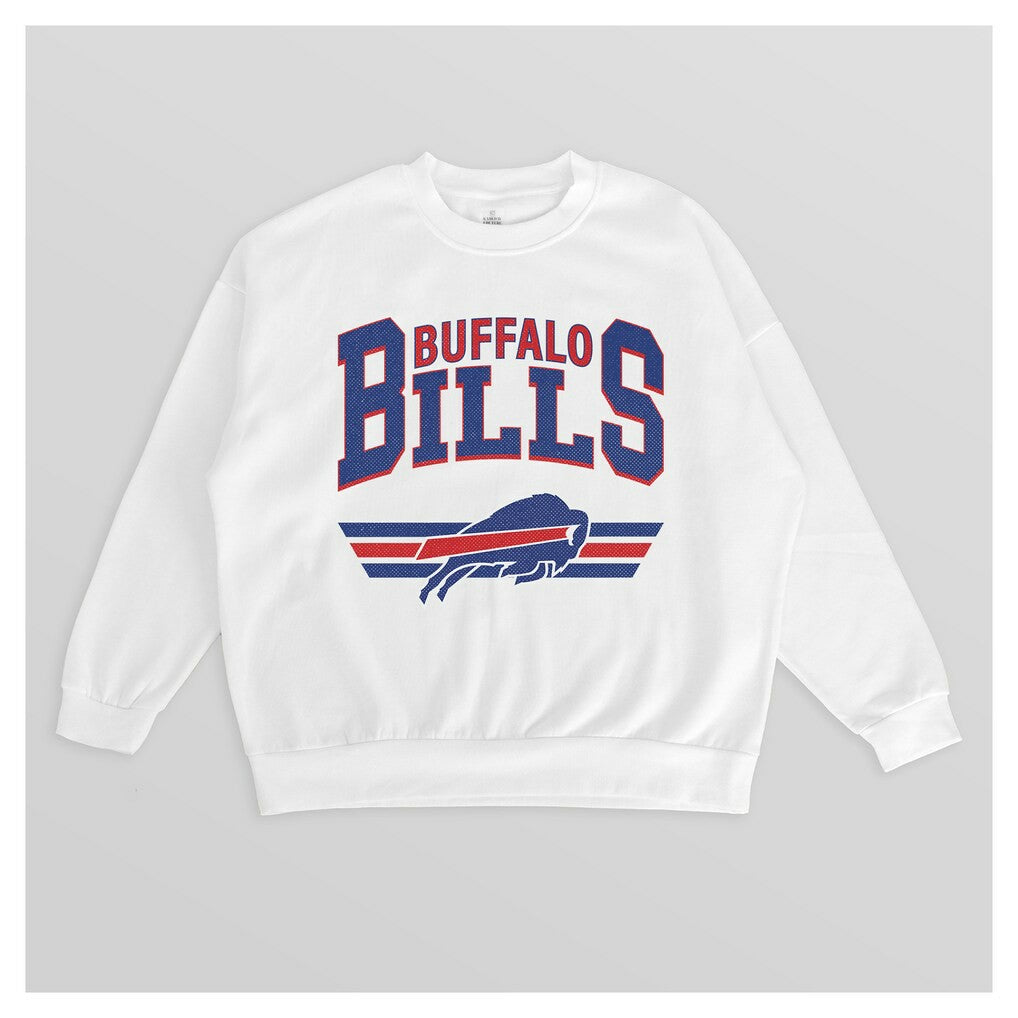 Buffalo Bills Gameday Couture Women's Swift Strike Premium Oversized Fleece Pullover Sweatshirt - White sale