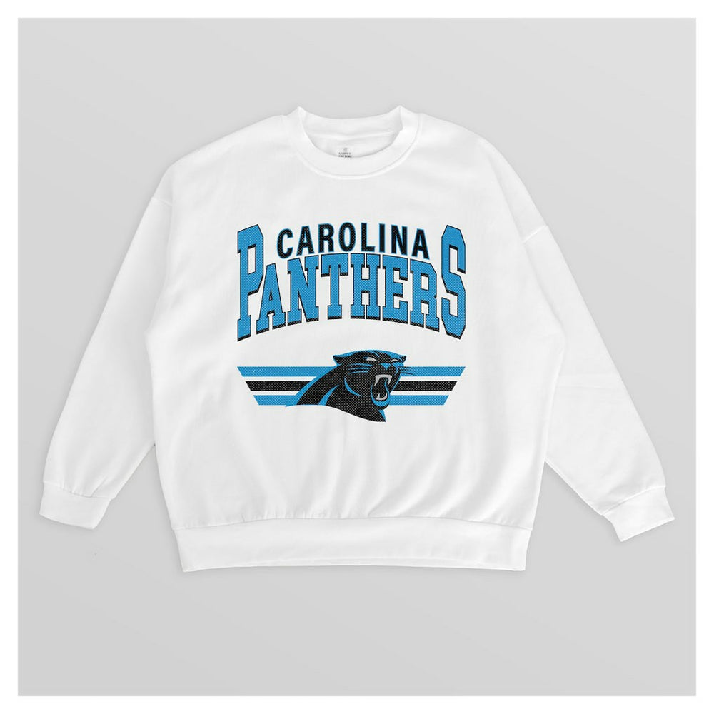 Carolina Panthers Gameday Couture Women's Swift Strike Premium Oversized Fleece Pullover Sweatshirt - White sale