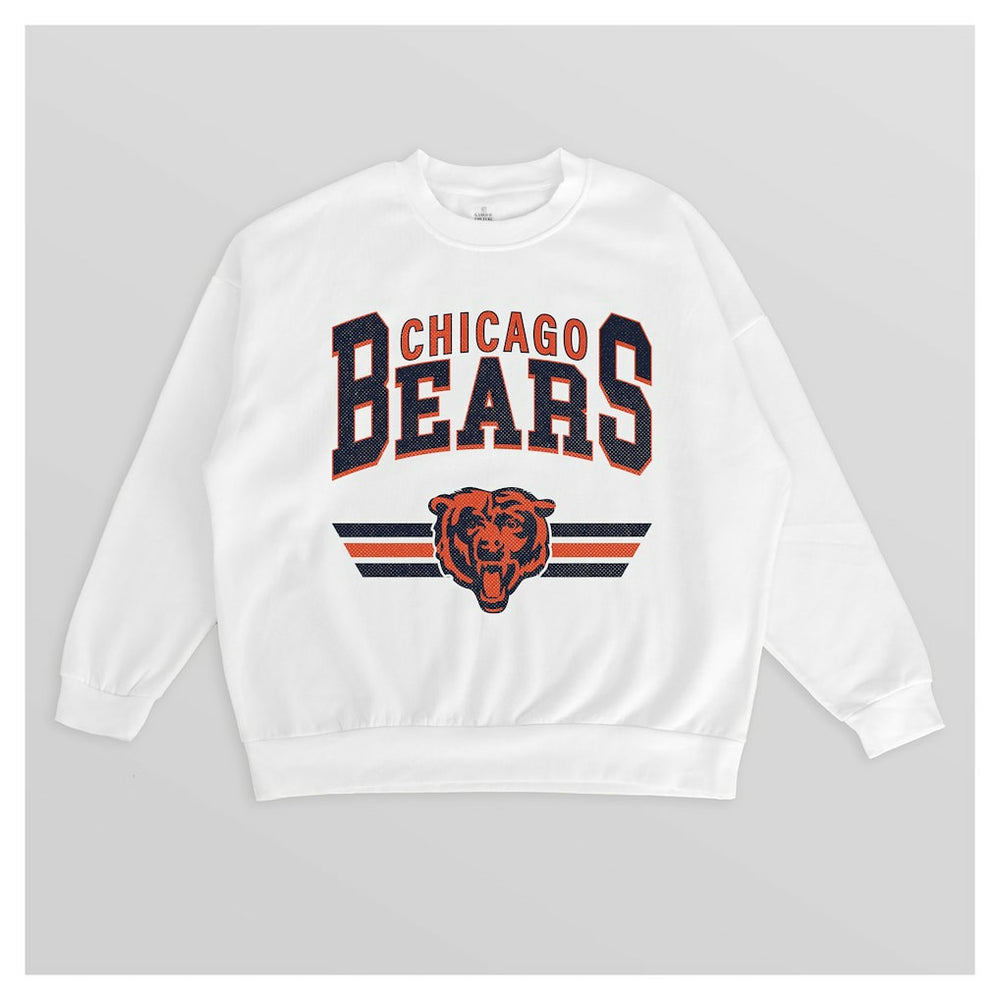 Chicago Bears Gameday Couture Women's Swift Strike Premium Oversized Fleece Pullover Sweatshirt - White discount