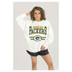 Green Bay Packers Gameday Couture Women's Swift Strike Premium Oversized Fleece Pullover Sweatshirt - White online