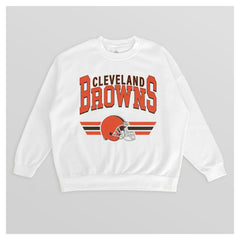 Cleveland Browns Gameday Couture Women's Swift Strike Premium Oversized Fleece Pullover Sweatshirt - White cheap