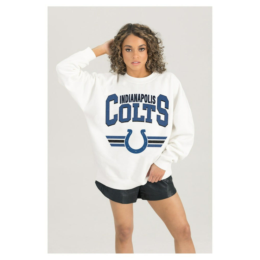 Indianapolis Colts Gameday Couture Women's Swift Strike Premium Oversized Fleece Pullover Sweatshirt - White outlet