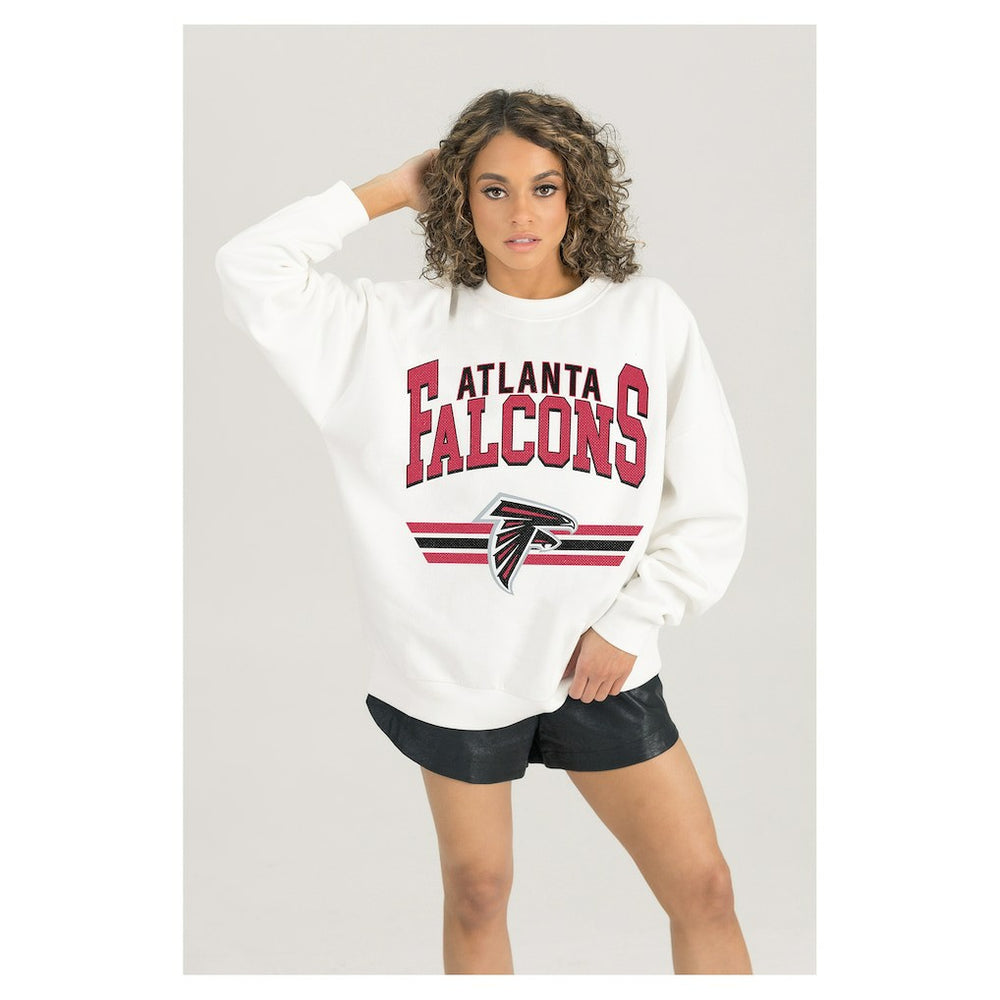 Atlanta Falcons Gameday Couture Women's Swift Strike Premium Oversized Fleece Pullover Sweatshirt - White for sale
