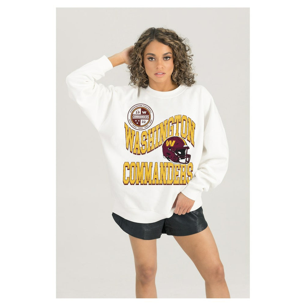 Washington Commanders Gameday Couture Women's Oversized Hard Earned Premium Fleece Pullover Sweatshirt - White discount