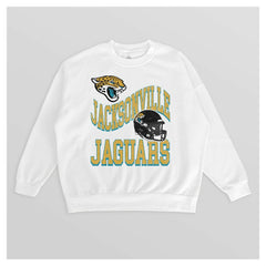 Jacksonville Jaguars Gameday Couture Women's Oversized Hard Earned Premium Fleece Pullover Sweatshirt - White sale