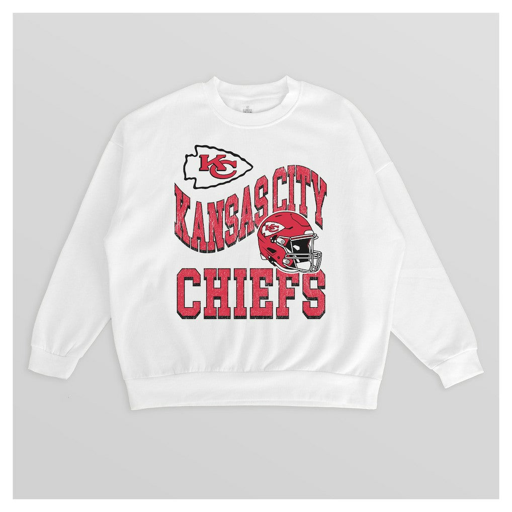 Kansas City Chiefs Gameday Couture Women's Oversized Hard Earned Premium Fleece Pullover Sweatshirt - White outlet