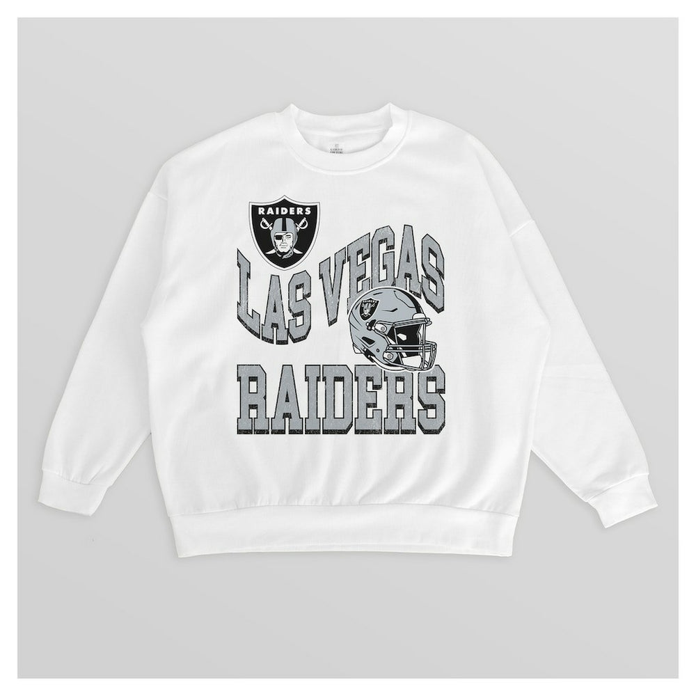 Las Vegas Raiders Gameday Couture Women's Oversized Hard Earned Premium Fleece Pullover Sweatshirt - White sale