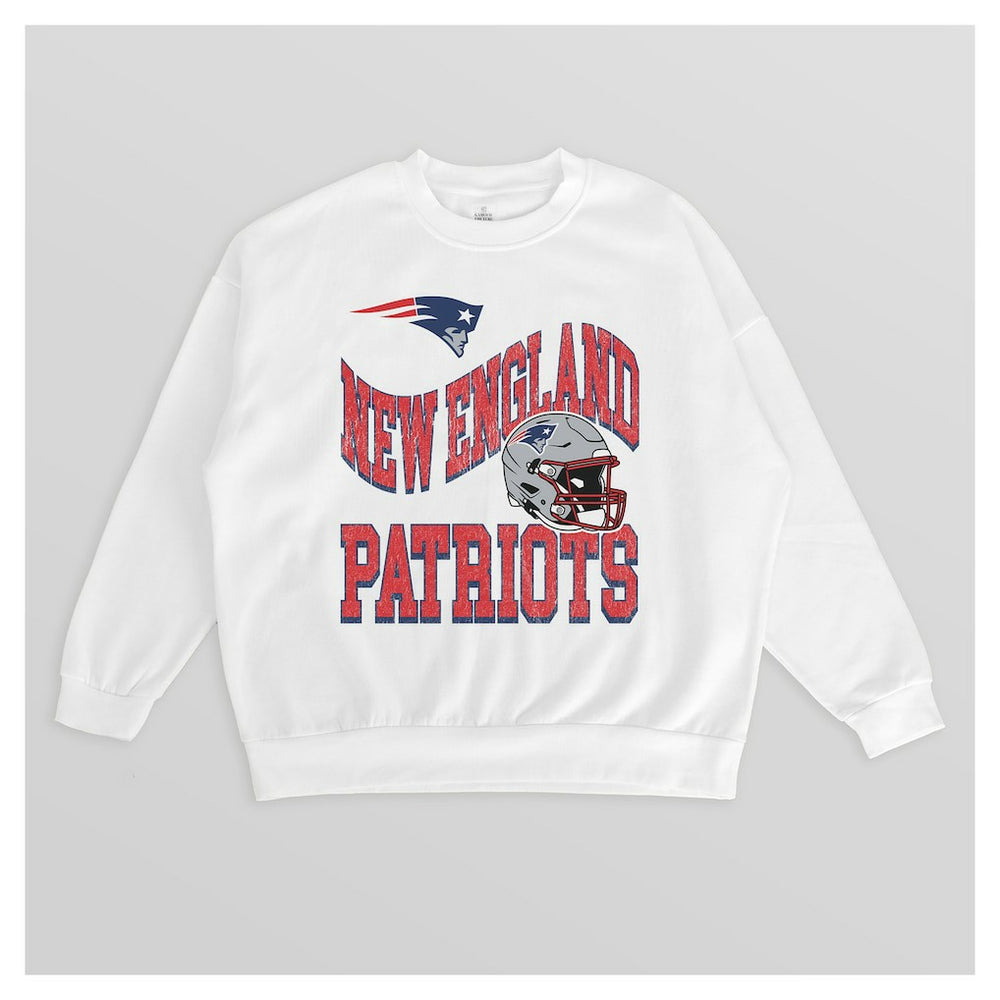 New England Patriots Gameday Couture Women's Oversized Hard Earned Premium Fleece Pullover Sweatshirt - White online