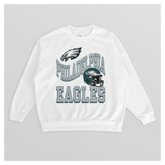 Philadelphia Eagles Gameday Couture Women's Oversized Hard Earned Premium Fleece Pullover Sweatshirt - White cheap