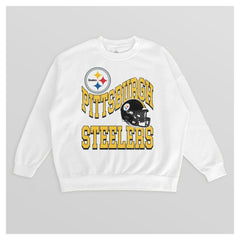 Pittsburgh Steelers Gameday Couture Women's Oversized Hard Earned Premium Fleece Pullover Sweatshirt - White outlet